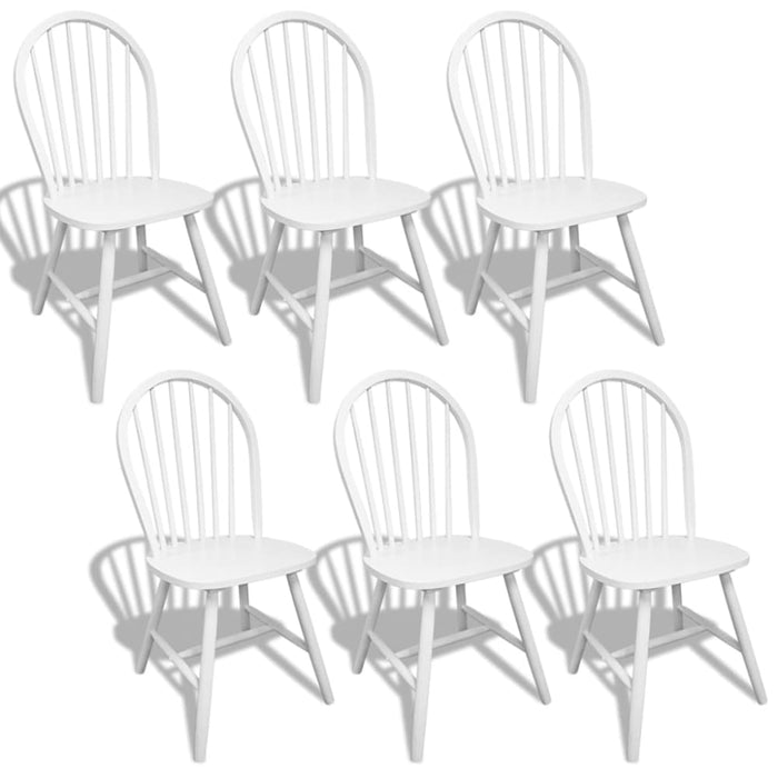 Dining Chairs 6 Pcs White Solid Rubber Wood Xixbkb