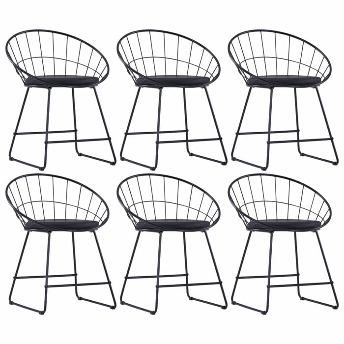 Dining Chairs With Faux Leather Seats 6 Pcs Black Steel