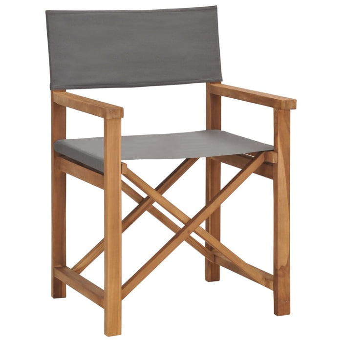 Director’s Chairs 2 Pcs Solid Wood Teak Grey Toatlxk