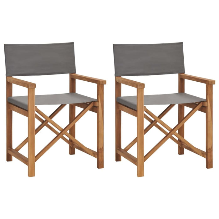 Director’s Chairs 2 Pcs Solid Wood Teak Grey Toatlxk