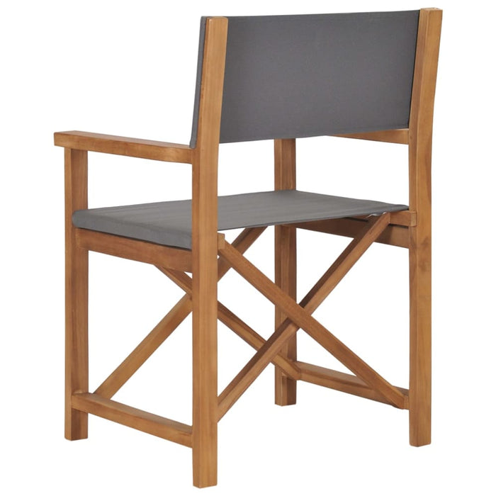 Director’s Chairs 2 Pcs Solid Wood Teak Grey Toatlxk