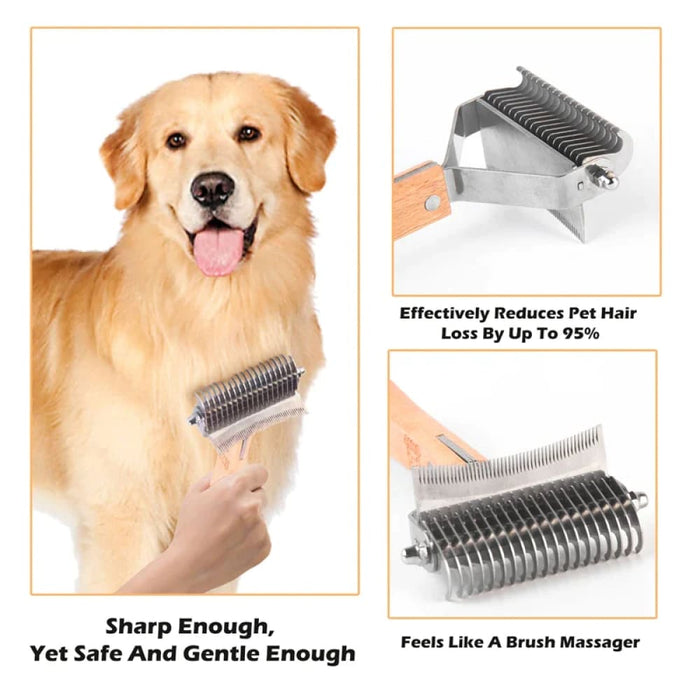 Dog Rake Brush 3 In 1 Deshedding Dematting And Detangling