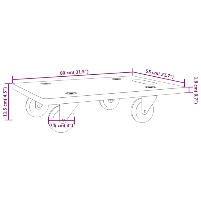 Dolly Trolleys 2 Pcs Rectangular 80x55x11.5 Cm Opanko