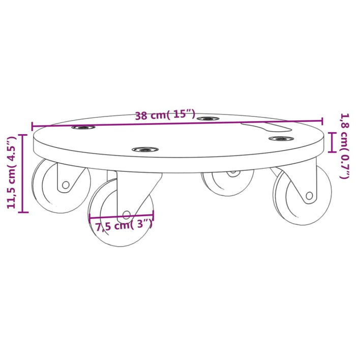 Dolly Trolleys 2 Pcs Round ø38x11.5 Cm Opankx