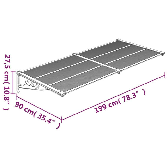 Door Canopy Black And Transparent 199x90 Cm Polycarbonate