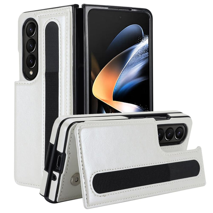 Double Buckle Pu Phone Case With Pen Slots For Samsung