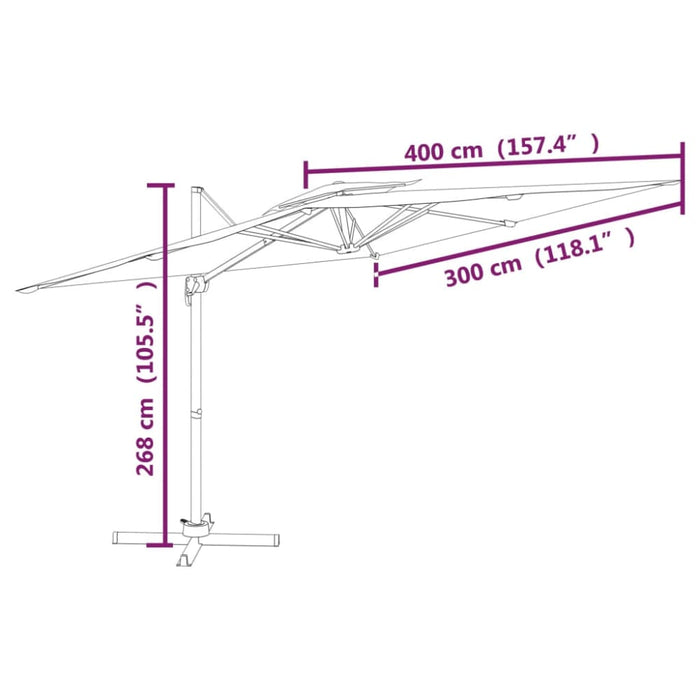 Double Top Cantilever Umbrella Anthracite 400x300 Cm Tokkan