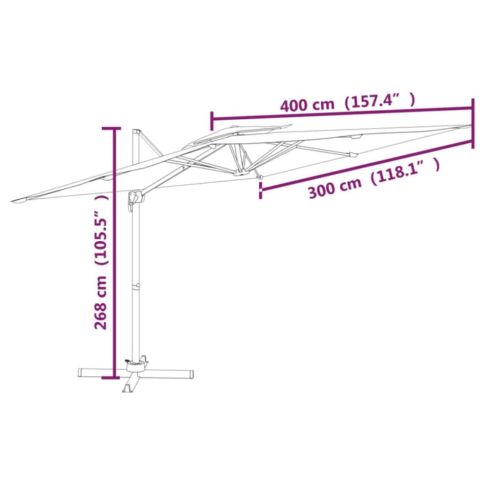 Double Top Cantilever Umbrella Sand White 400x300 Cm Tokkaa