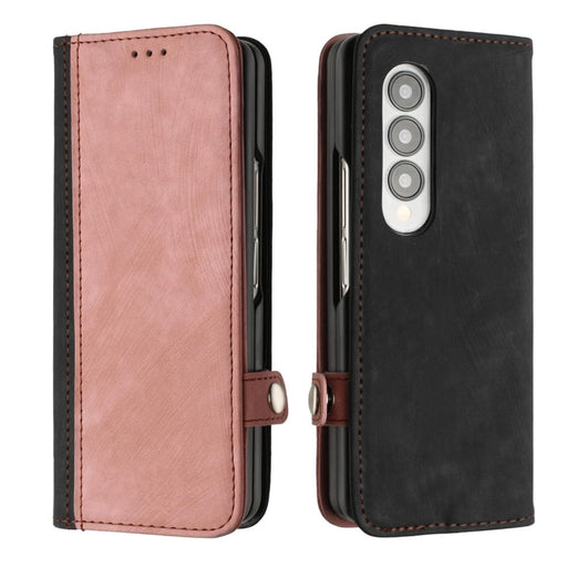 Double Fold Leather Phone Case With Side Buckle For Samsung