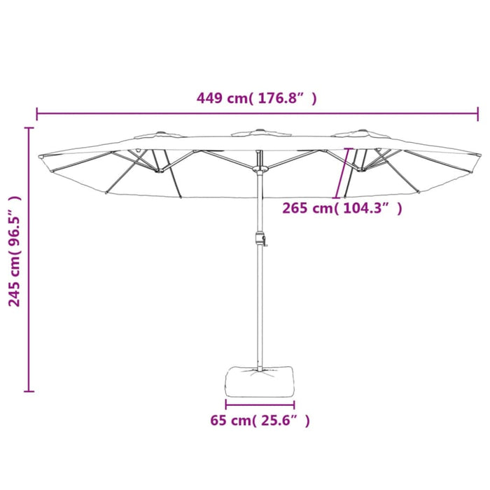 Nz Local Stock-double-head Parasol Anthracite 449x245 Cm