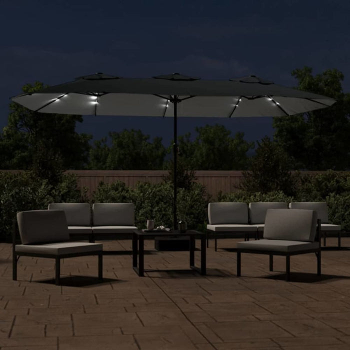 Double-head Parasol With Leds Anthracite 449x245 Cm Tlxkpp