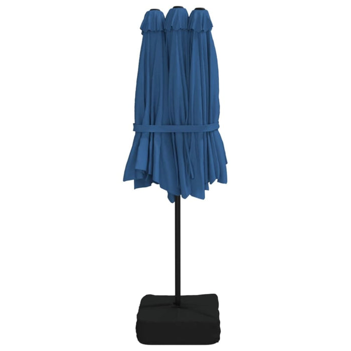 Double-head Parasol With Leds Azure Blue 449x245 Cm Tlxklb