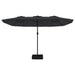 Double-head Parasol With Leds Black 449x245 Cm Tlxkpk