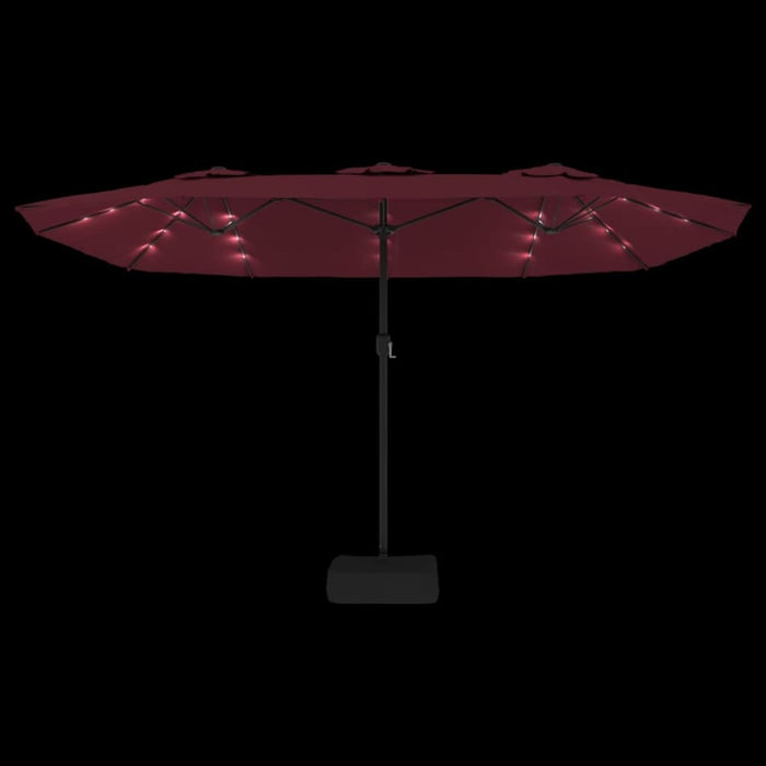 Double-head Parasol With Leds Bordeaux Red 449x245 Cm Tlxkpi