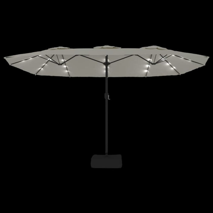 Double-head Parasol With Leds Sand White 449x245 Cm Tlxkpt