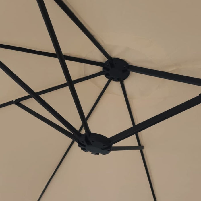 Double-head Parasol With Leds Taupe 449x245 Cm Tlxkpl