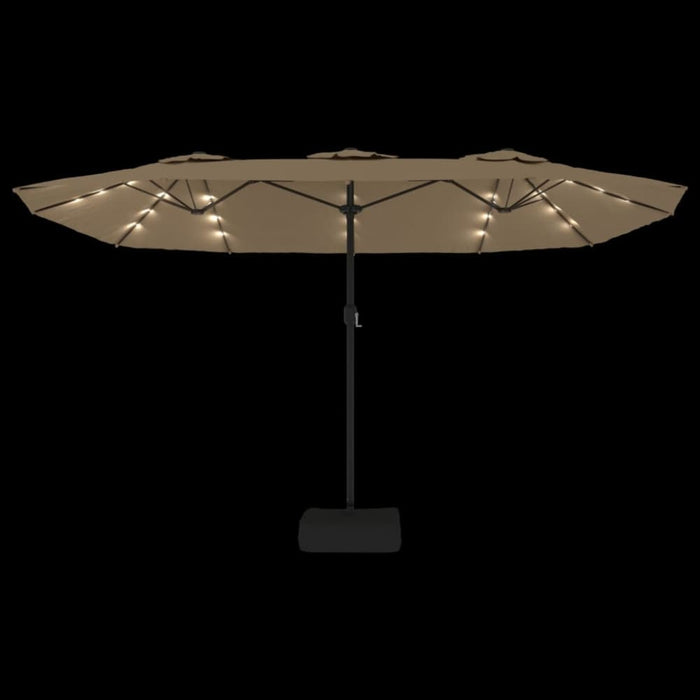 Double-head Parasol With Leds Taupe 449x245 Cm Tlxkpl