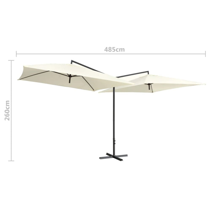 Double Parasol With Steel Pole 250x250 Cm Sand White Aitxo