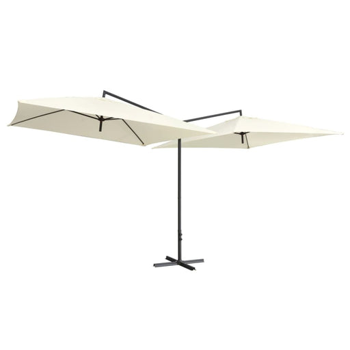 Double Parasol With Steel Pole 250x250 Cm Sand White Aitxo