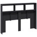 Double Size Headboard Cabinet With Led Black 140x17x102 Cm