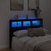 Double Size Headboard Cabinet With Led Black 140x17x102 Cm