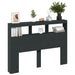 Double Size Headboard Cabinet With Led Black 140x17x102 Cm