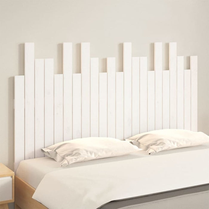 Double Size Wall Headboard White 140x3x80 Cm Solid Wood