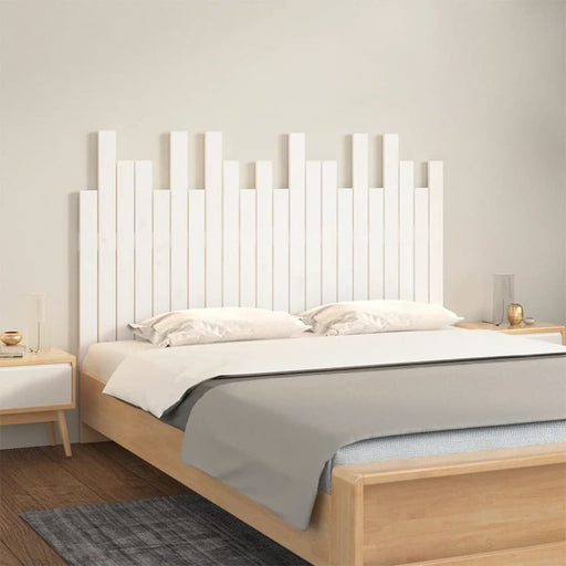 Double Size Wall Headboard White 140x3x80 Cm Solid Wood