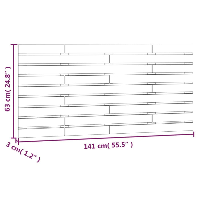 Double Size Wall Headboard White 141x3x63 Cm Solid Wood