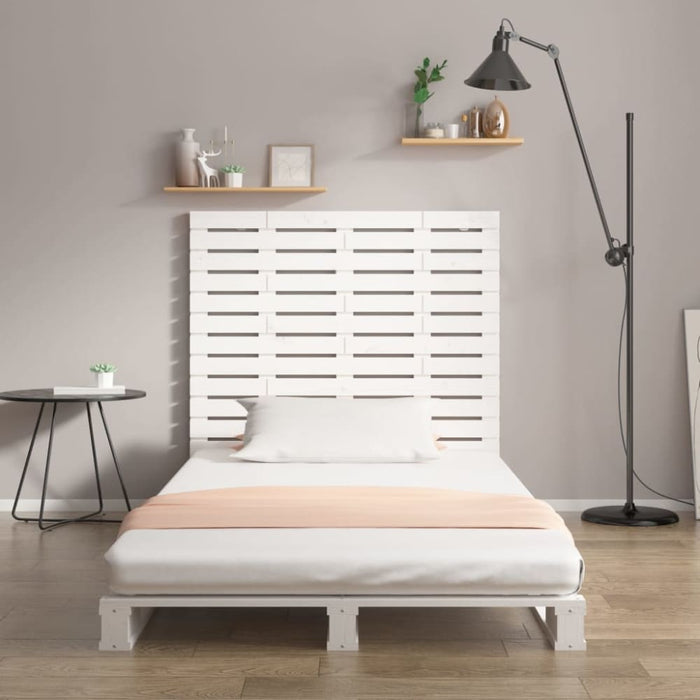 Double Size Wall Headboard White 141x3x91.5 Cm Solid Wood