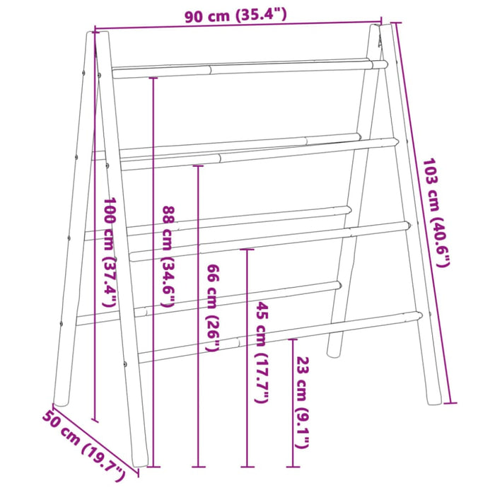 Double Towel Ladder With 4 Rungs 90x50x100 Cm Bamboo Tlnbtl