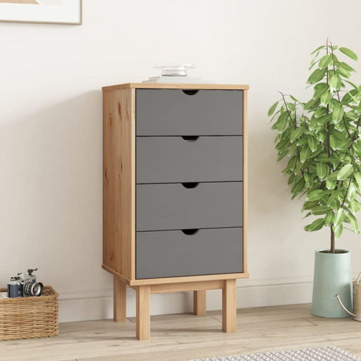 Drawer Cabinet Otta Brown&grey 45x39x90cm Solid Wood Pine