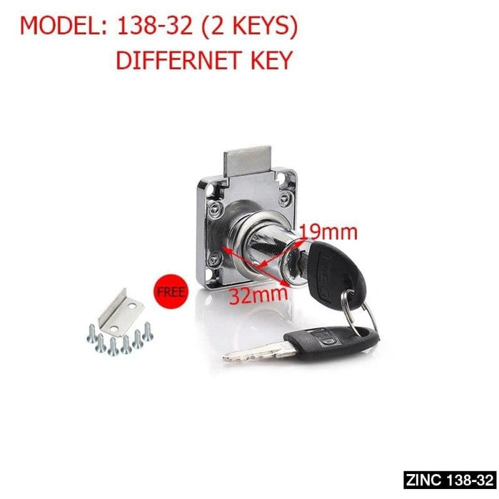 Drawer Lock Wardrobe Cam Locks With 2 Keys