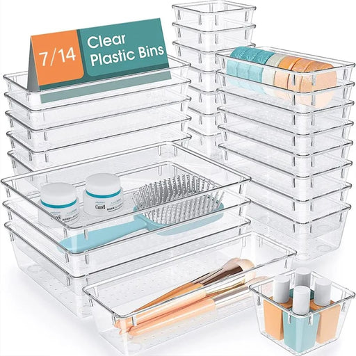 Drawer Organizers Set 7 14 Pieces Clear Plastic Dividers