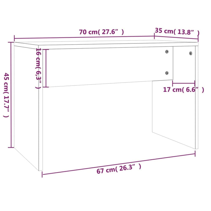 Dressing Stool White 70x35x45 Cm Engineered Wood Nbxnot