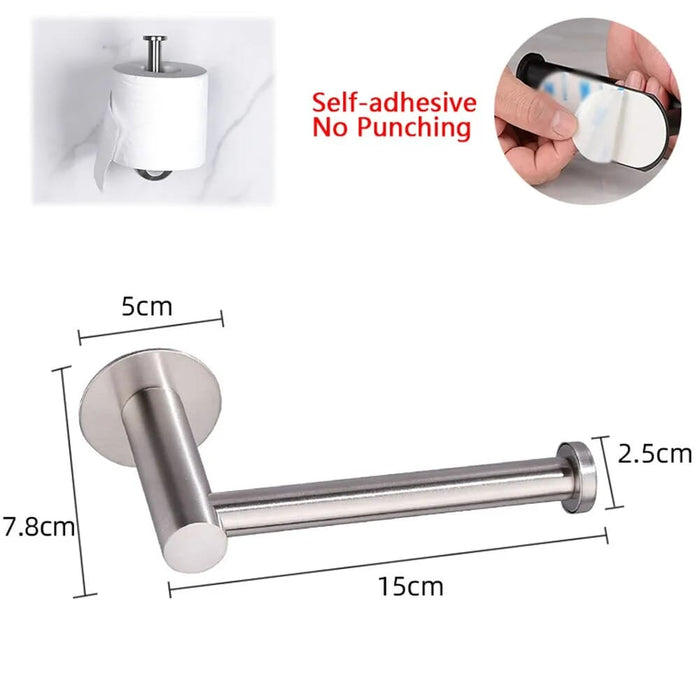 No Drill Toilet Paper Holder Stainless Steel Bathroom Roll