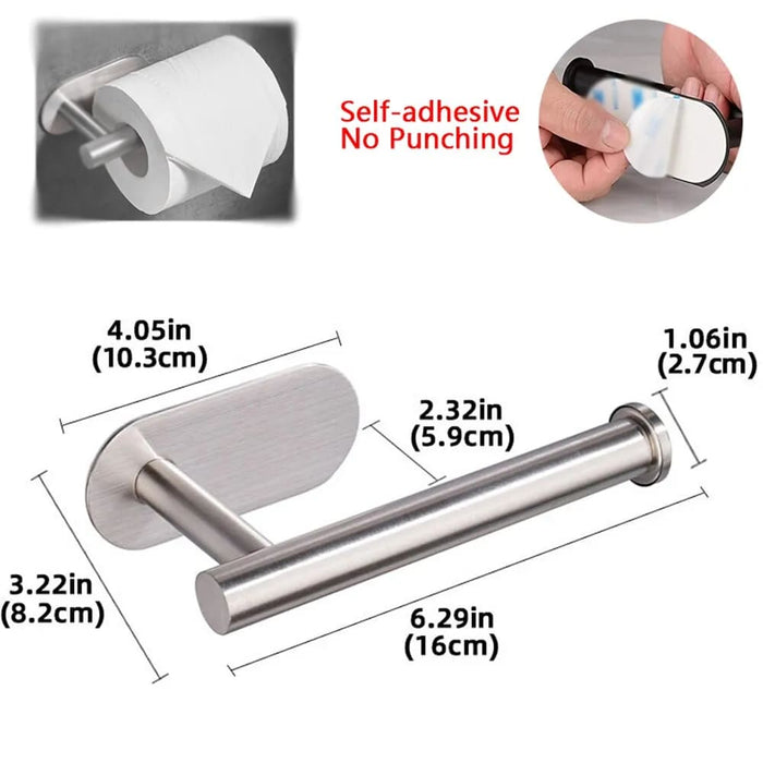 No Drill Toilet Paper Holder Stainless Steel Bathroom Roll