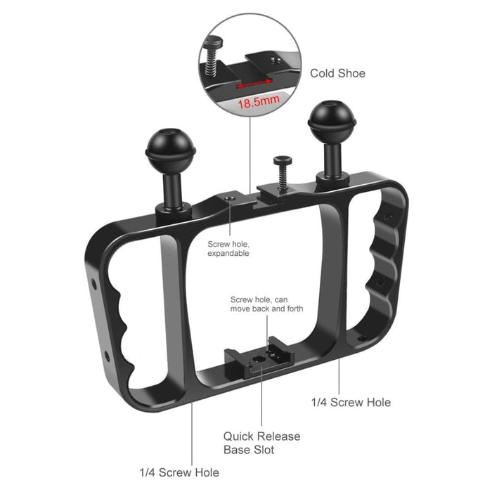 Dual Handheld Diving Light Arm Cnc Aluminum Mount