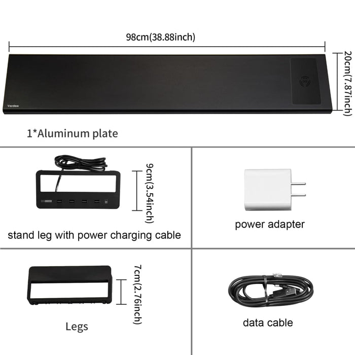 Dual Monitor Stand Aluminum Riser With Wireless Charging