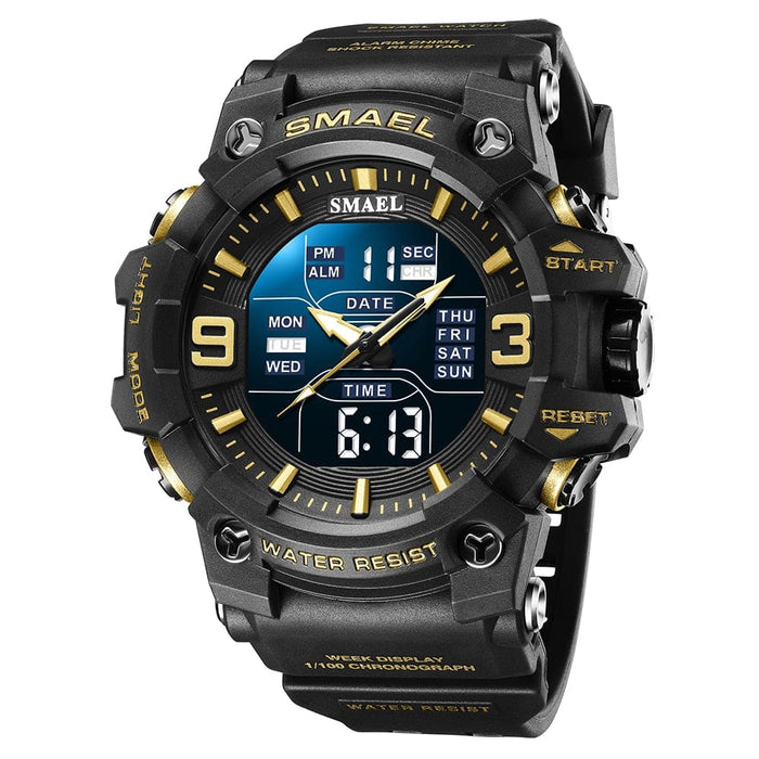 Dual Time Display Sport Wristwatch with Led Light