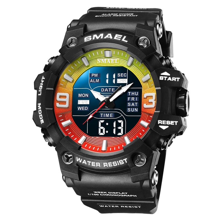 Dual Time Display Sport Wristwatch with Led Light