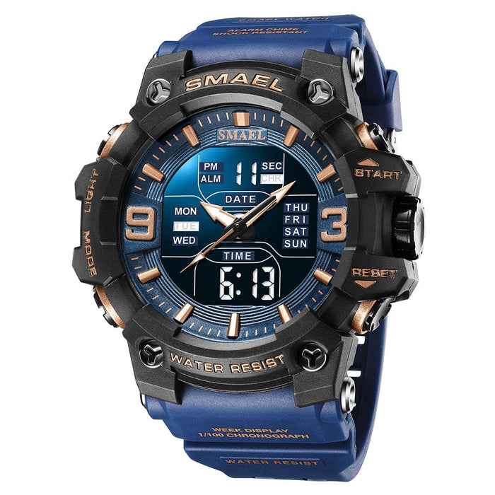 Dual Time Display Sport Wristwatch With Led Light