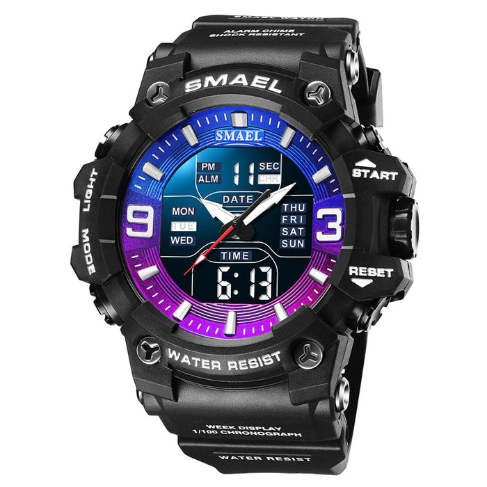 Dual Time Display Sport Wristwatch with Led Light