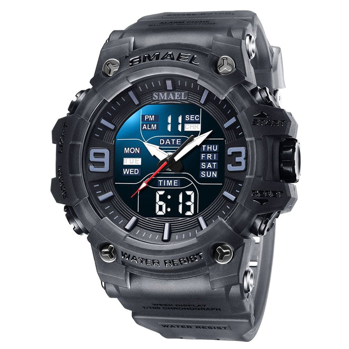 Dual Time Display Sport Wristwatch With Led Light