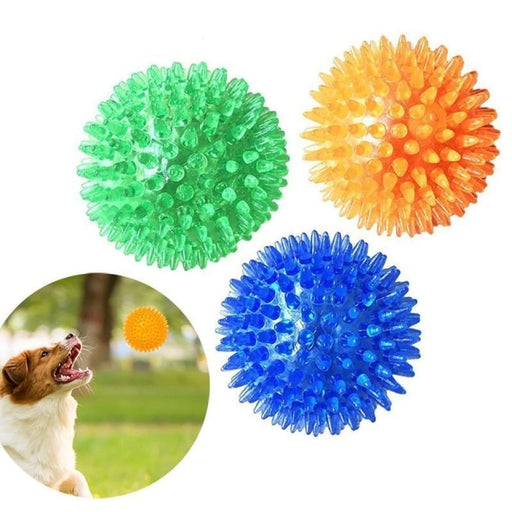 Durable Elastic Teeth Cleaning Squeak Chew Dog Ball Toy