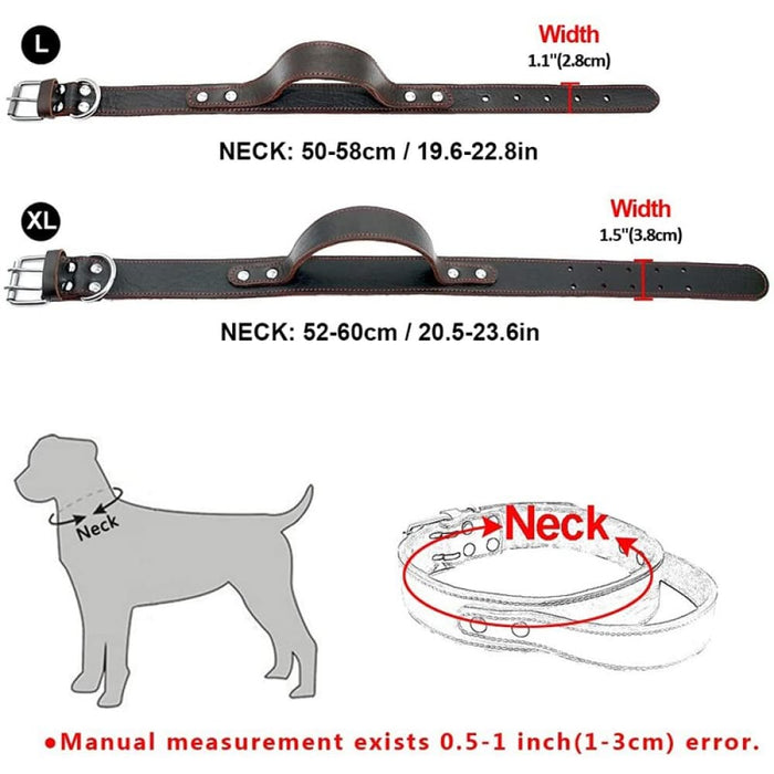 Durable Heavy Duty Leather Control Collar For Medium Large