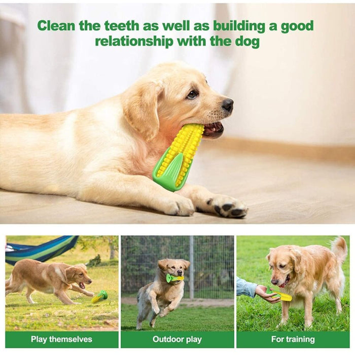 Durable Rubber Squeaker Corn Shaped Dog Chew Toy Teething