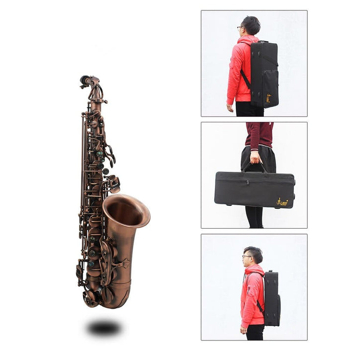 Eb E-flat Alto Saxophone Sax Red Bronze Bend Abalone Shell