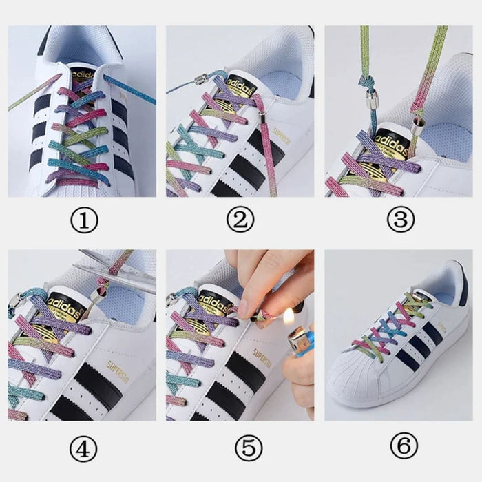 Elastic No Tie Colourful Flat Sneakers Metal Lock Lazy Shoe