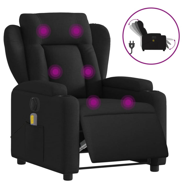 Electric Massage Recliner Chair Black Fabric Txbppin